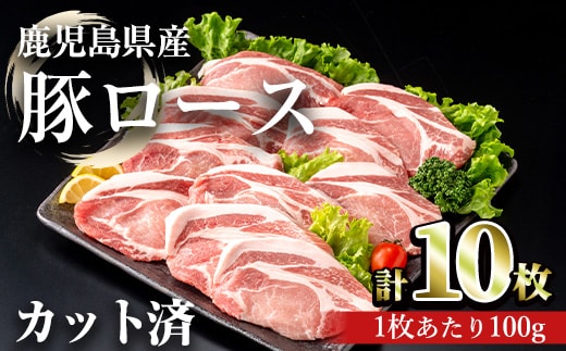 鹿児島県産豚ロース 100g カット(計1kg・100g×10パック) 豚肉 ロース カット【おきどき】A980