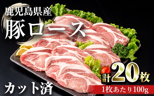 鹿児島県産豚ロース 100g カット(計2kg・100g×20パック) 豚肉 ロース カット【おきどき】A981