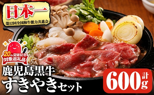 【D-101】鹿児島黒牛すきやきセット(計約600g)鹿児島県産 黒毛和牛 すき焼き【そお鹿児島農業協同組合】B130-v01