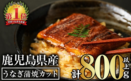 無投薬！鹿児島県産うなぎ蒲焼カット(計800g以上・約50g×15枚)タレ・山椒付きカット鰻鰻カット【西日本養鰻】B147-v03