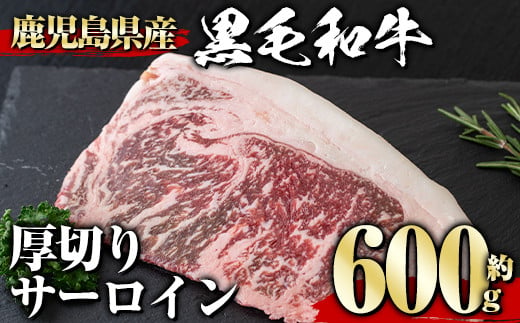 鹿児島県産黒毛和牛厚切りサーロイン(600g)タレ調味料付き！黒毛和牛和牛赤身【1129】B153-v01