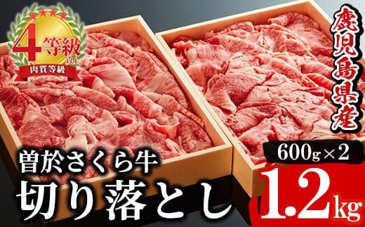 希少！曽於さくら牛切り落とし1.2kg(600g×2箱)黒毛和牛切り落とし冷凍【福永産業】B61-v01