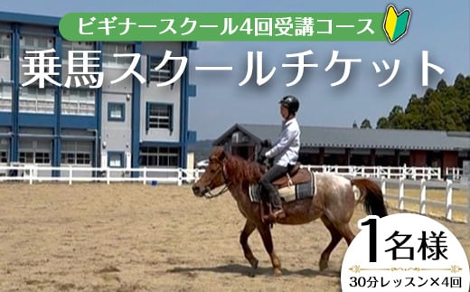 【乗馬スクールチケット】ビギナースクール～30分レッスン×3回、小学1年生以上～(1名様)体験乗馬チケット【曽於市観光協会】D40