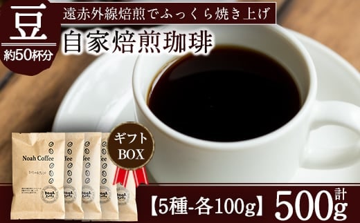 A-165 ＜挽かずに豆の状態でお届け＞珈琲豆100g×5種詰め合わせ【ノア・コーヒー】コーヒー 豆 詰め合わせ 詰め合せ セット