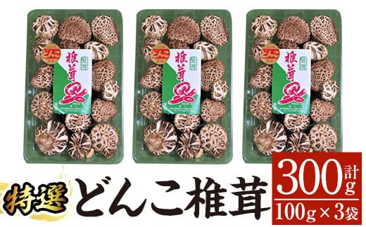 A8-015 特選！どんこ椎茸(100g×3個) 【かごジン】霧島市 国産 野菜 きのこ キノコ 椎茸 しいたけ シイタケ 原木栽培 小分け セット 九州産