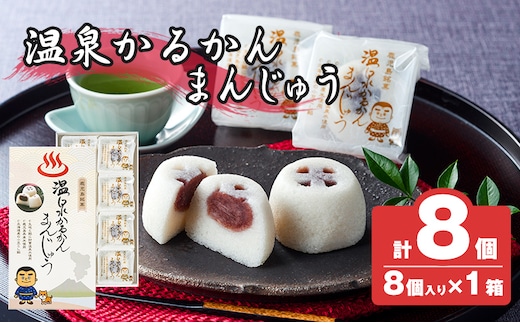 K-593-A 温泉かるかんまんじゅう1箱8個入り(計8個) 【財宝】 霧島市 和菓子 個包装 ギフト かるかん 饅頭 まんじゅう お菓子 九州 銘菓 お土産 あんこ スイーツ おみやげ 贈り物 こし餡 温泉水使用 鹿児島県