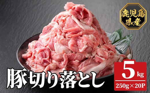 K-618-D 鹿児島県産豚切り落とし 真空パック250g×20P(計5kg)【ハピネス】霧島市 肉 豚肉 豚 精肉 鹿児島県産 切り落とし セット 小分け 冷凍
