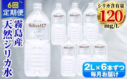 K-134-D 《定期便：6回》Silica117 2Lペットボトル×6本ずつ(計36本/72L)【シャディ】霧島市 水 シリカ シリカ水 シリカウォーター ミネラルウォーター ミネラル成分 飲料水 天然水 軟水 温泉水 ペットボトル 定期便