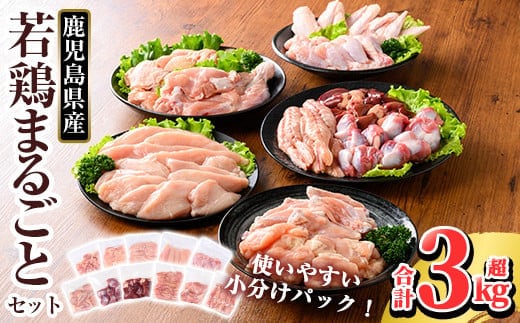 K-213 鹿児島県産 若鶏まるごとセット (計3.05kg)【TRINITY】 霧島市 国産 小分け 冷凍 真空パック 鶏肉 鳥肉 詰め合わせ