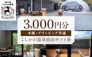 K-130 美肌の湯こしかの温泉宿泊ギフト券(3,000円分) 【こしかの温泉】鹿児島 霧島 旅行 宿 チケット 宿泊券 ペア キャンプ 源泉かけ流し 温泉 グランピング 露天風呂 サウナ BBQ