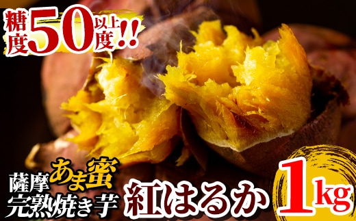 A-180-A 薩摩あま蜜完熟焼き芋＜紅はるか＞1kg【フレッシュジャパン鹿児島】霧島市 国産 熟成 鹿児島県産 さつまいも 紅はるか 冷凍焼き芋 焼芋 やきいも
