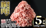 A5-033-D 国産！鹿児島県産豚肉切り落とし真空小分け 250g×20P(計5kg)【肉の豊楽】霧島市 肉 豚肉 切り落とし 小分け 真空パック 切落し