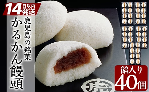 B-134 鹿児島の銘菓かるかん饅頭(餡入り)(8個入り×5箱 計40個)【徳重製菓とらや】霧島市 国産 かるかん 軽羹 饅頭 まんじゅう 銘菓 郷土菓子 生菓子 お菓子 和菓子 スイーツ