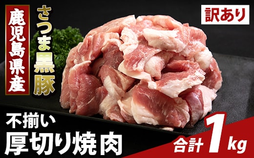 K-746-A 直売用訳あり限定 さつま黒豚 不揃い厚切り焼肉 真空パック入り(計1kg) 【ふるさと産直バザール】霧島市 部位ミックス 黒豚 国産 鹿児島県産 肉 精肉 ワケアリ 焼肉 真空パック 豚肉 ロース モモ