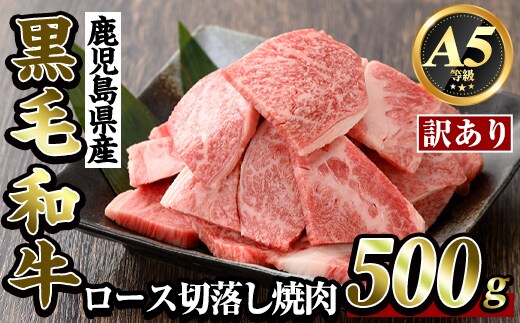 K-321 ＜訳あり・不揃い＞鹿児島県産黒毛和牛＜A5等級＞ロース切り落とし焼肉(500g)【ビーフ倉薗】霧島市 牛肉 ヤキニク 焼き肉 国産 鹿児島県産 黒毛和牛 肉 精肉 牛