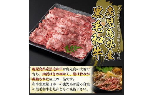 B3-004 国産！鹿児島県産黒毛和牛肩スライス(計1kg・500g×2P)【肉の