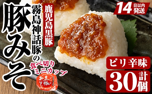 Z6-012-P 霧島神話豚の豚みそ！(ピリ辛味30個)【富士食品】霧島市 豚肉 豚味噌 ミソ 味噌 ご飯のお供 調味料 おかず 小分け 和風 惣菜 お弁当
