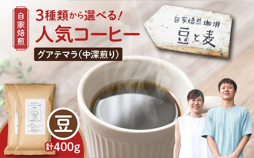 【自家焙煎】豆と麦 グアテマラ（豆） 計400g（200g×2袋） A017-018-01