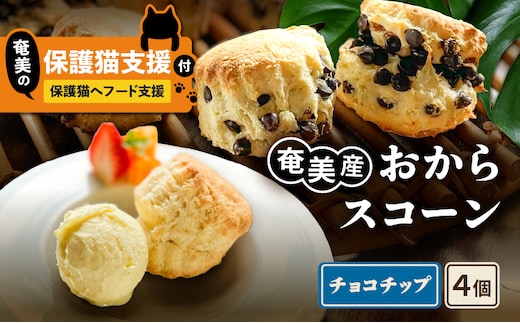 【奄美の保護猫支援（保護猫フード10日分）】＋おからスコーン（チョコチップ）5個入り A071-004-02