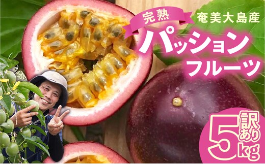 【2026年先行予約分】訳あり！完熟！南の島奄美のパッションフルーツ家庭用 5kg （傷物、色むらあり、サイズ混合） A151-002-03