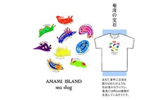 ＜あま美デザイン工房作奄海の宝石＞奄美イラストTシャツ【Sサイズ】 A107-002-01