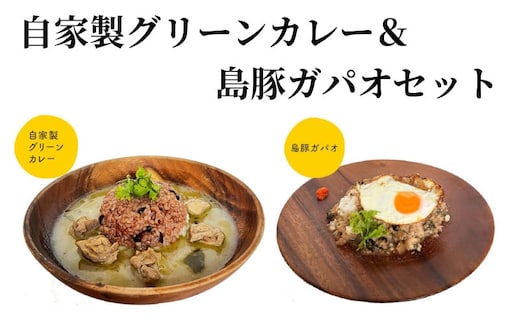 自家製グリーンカレー＆島豚ガパオセット A129-002