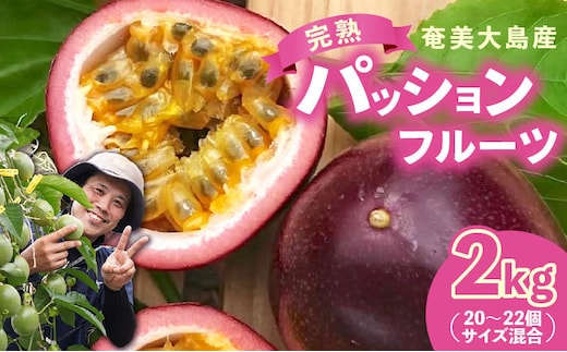 【2026年先行予約】完熟！南の島奄美のパッションフルーツ 2kg箱（20～22個サイズ混合） A151-001