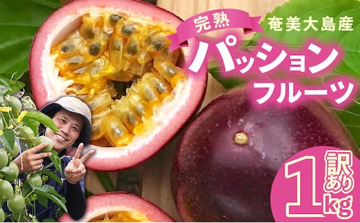 【2026年先行予約分】訳あり！完熟！南の島奄美のパッションフルーツ家庭用 1kg （傷物、色むらあり、サイズ混合） A151-002-02