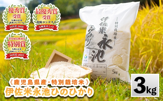 Z5-10 《数量限定》令和7年産 特別栽培米 伊佐米永池ひのひかり(3kg) 伊佐市 永池 特産品 伊佐米 九州米サミット 食味コンテスト 最優秀賞受賞 ヒノヒカリ 3kg 【エコファーム永池】