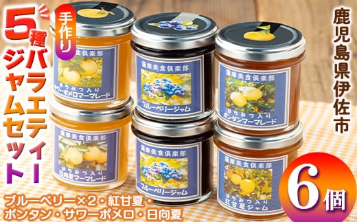 isa476 《数量限定》5種のバラエティージャム食べ比べセット(計6個・ブルーベリー×2、紅甘夏、ボンタン、サワーポメロ、日向夏) 加工食品 果物 フルーツ 詰め合わせ 果肉 柑橘 低糖 ハンドメイド ジャム ギフト マーマレード【薩摩美食倶楽部】