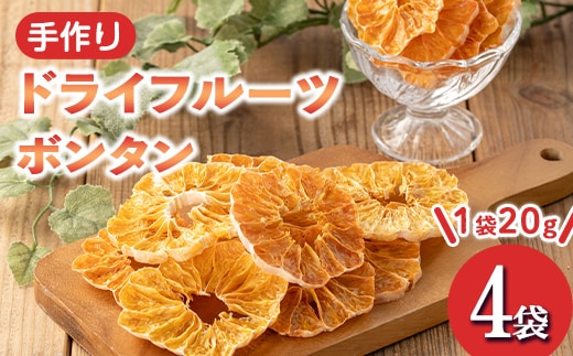 isa568 《数量限定》ドライフルーツボンタン「そのまんまドライしました。」(計4袋・各20g) ドライフルーツ ボンタン 砂糖不使用 小分け 手づくり ギフト 加工食品 果物 フルーツ ハンドメイド 【薩摩美食倶楽部】