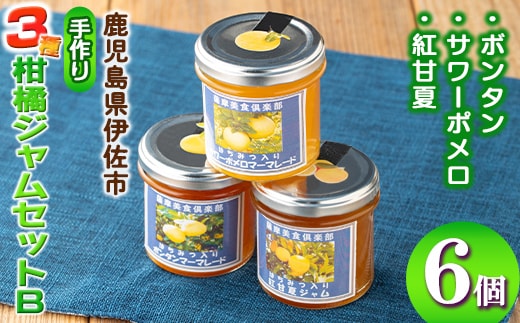 isa681 3種の柑橘ジャム食べ比べセットB(計6個・ボンタン、サワーポメロ、紅甘夏 各140g) 加工食品 果物 フルーツ 詰め合わせ 果肉 柑橘 低糖 ハンドメイド ジャム ギフト マーマレード 【薩摩美食倶楽部】