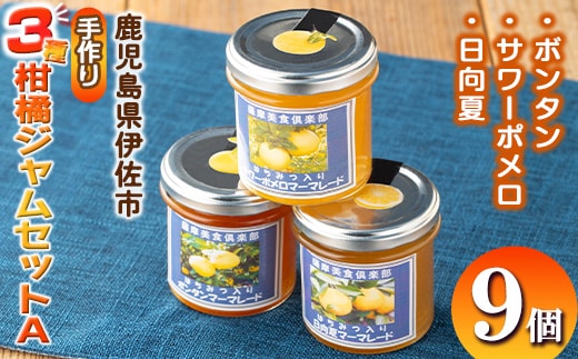 isa556 3種の柑橘ジャム食べ比べセットA(計9個・ボンタン、サワーポメロ、日向夏 各140g) 加工食品 果物 フルーツ 詰め合わせ 果肉 柑橘 低糖 ハンドメイド ジャム ギフト マーマレード【薩摩美食倶楽部】