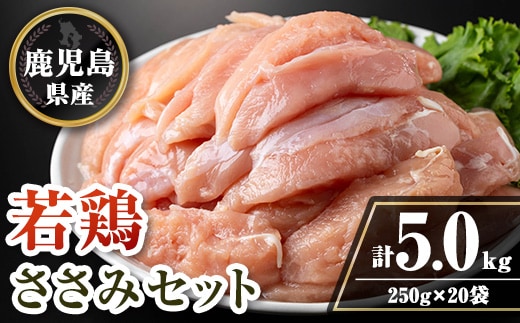isa715 鹿児島県産若鶏ささみセット(計5kg・250g×20P) 鹿児島県産 国産 鶏肉 鳥肉 とり肉 ささみ ヘルシー ダイエット たんぱく質 タンパク質 小分け 真空 【TRINITY】
