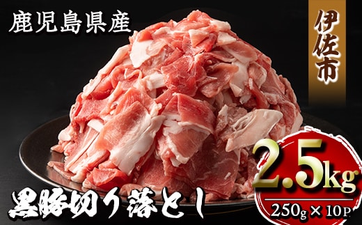 isa267 鹿児島県産黒豚切り落とし(計2.5kg・250g×10P) 精肉 小分け 切落とし 料理 パック 国産 薄切り 豚肉 九州産 冷凍 【増元精肉店】