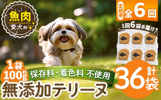 a1058-E 【6回定期便】＜保存料・着色料 不使用＞愛犬用無添加魚テリーヌ6袋×6回(1袋約100g・合計約3.6kg)【Nフードサービス】姶良市 魚 テリーヌ 犬 ドッグ ペット フード エサ おやつ ごはん ご飯 間食 ご褒美 ペット関係