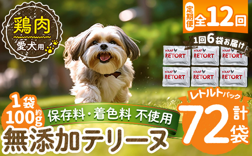 a1086-I 【12回定期便】＜保存料・着色料 不使用＞愛犬用無添加テリーヌ レトルトパック 鶏テリーヌ6袋×12回(1袋約100g・合計約7.2kg)【Nフードサービス】姶良市 鶏 テリーヌ 犬 ドッグ ペット フード エサ レトルト おやつ ごはん ご飯 間食 ご褒美