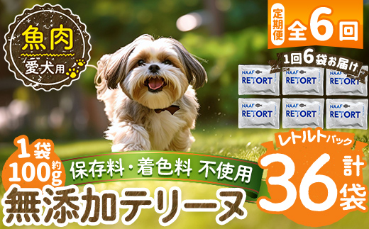 a1089-H 【6回定期便】＜保存料・着色料 不使用＞愛犬用無添加テリーヌ レトルトパック 魚テリーヌ6袋×6回(1袋約100g・合計約3.6kg)【Nフードサービス】姶良市 魚 テリーヌ 犬 ドッグ ペット フード エサ レトルト おやつ ごはん ご飯 間食 ご褒美