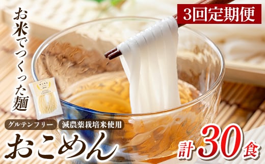 a1101-C 【3回定期便】おこめん(中麺) 1食100g(計30食 (10食×3回))【アグリベースAIRA】姶良市 麺 お米麺 グリテンフリー 定期便