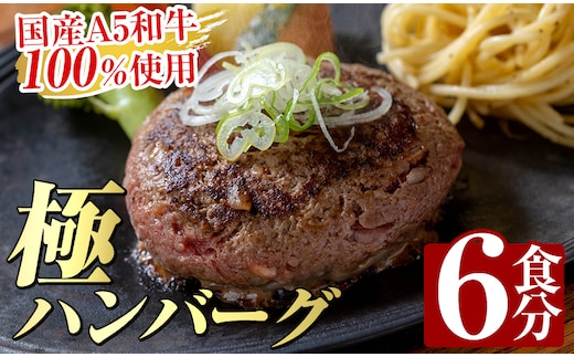 a940 生食感ハンバーグ！やまさきの焼肉A5ランク極ハンバーグ150g×6袋(合計900g)【やまさき】国産 肉 牛 牛肉 総菜 冷凍ハンバーグ おかず 簡単 冷凍 個包装 小分け 一人暮らし 牛100%