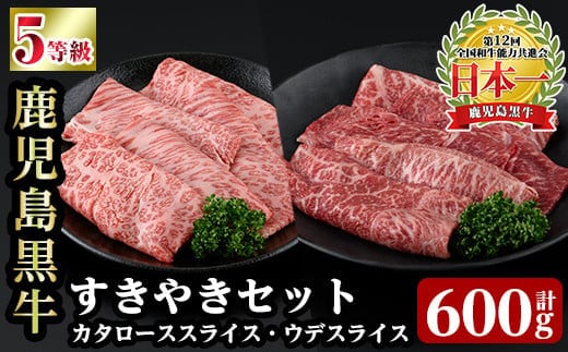 a498 ＜D-101＞ 鹿児島黒牛すきやきセット(計600g)【あいら農業協同組合】 姶良市 国産 鹿児島県産 肉 牛肉 牛 黒毛和牛 5等級 肩ロース ウデ肉 すき焼き