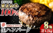 a841 鹿児島県産黒毛和牛100％生ハンバーグ 計1.2kg(150g×8個)【水迫畜産】国産 鹿児島県産 肉 牛肉 和牛 牛 総菜 冷凍ハンバーグ ハンバーグ おかず 焼くだけ 簡単 冷凍 個包装 小分け 一人暮らし 牛100%