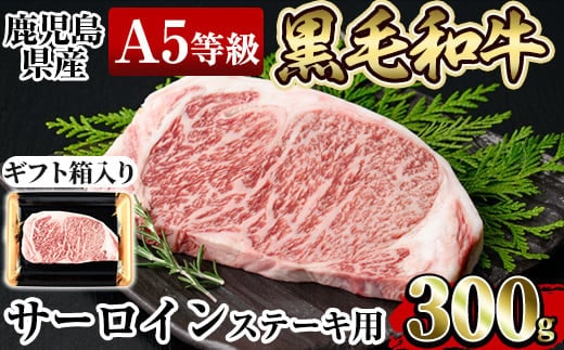 a904 ≪A5等級≫鹿児島県産黒毛和牛サーロイン(300g) ギフト箱入り！【水迫畜産】国産 肉 牛肉 牛 黒毛和牛 ステーキ