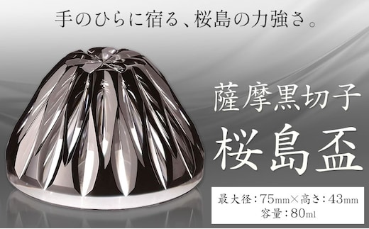 薩摩黒切子 桜島盃 グラス ガラス 最大径78mm×高さ43mm 容量80ml 薩摩びーどろ工芸株式会社《90日以内に出荷予定(土日祝除く)》鹿児島県 さつま町 送料無料 伝統工芸品 切子 コップ 食器---stm-sbr-21-1p---