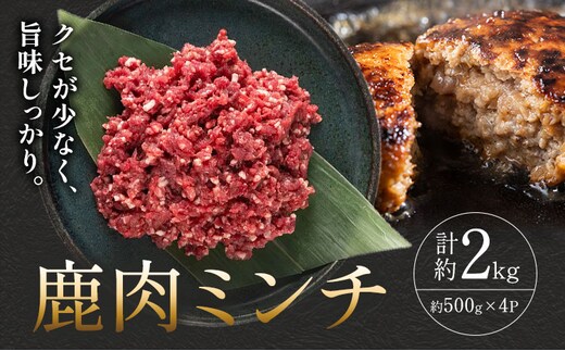 鹿肉ミンチ 計約2kg 約500g×4P ダブルビーゼット株式会社 (さつまのジビエファクトリー) 《30日以内に出荷予定(土日祝除く)》鹿児島 国産 九州産 ジビエ 冷凍 鹿児島県 さつま町 鹿 鹿肉 ミンチ---stm-dbs-1-2kg---