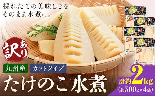 訳あり たけのこ 水煮 カットタイプ 九州産 4袋 (1袋500g) 北薩農産加工場《30日以内に出荷予定(土日祝除く)》鹿児島県 さつま町 送料無料 惣菜 タケノコ 筍 竹の子 パック 水煮 お取り寄せグルメ---stm-ksk-1-2kg---