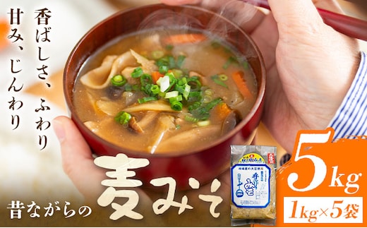 麦味噌 味噌 みそ 計5kg(1kg×5袋) さつま食品《30日以内に出荷予定(土日祝除く)》味噌汁 麦みそ 調味料 和食 豚汁 鹿児島県 さつま町---stm-ssy-2-5kg---