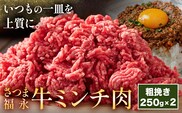 さつま福永牛 ミンチ肉 粗挽き 250g × 2パック 福永畜産《30日以内に出荷予定(土日祝除く)》 鹿児島県 さつま町 和牛 福永牛 ミンチ 粗挽き 肉 国産---stm-hng-11-2p---
