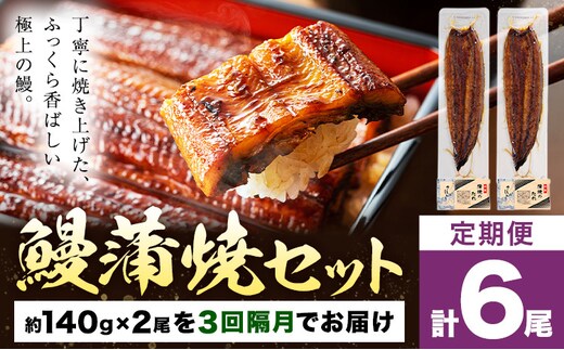 【隔月3回定期便】鰻 うなぎ 蒲焼き 2尾 (1尾約140g) タレ 山椒 付き 株式会社薩摩川内鰻《お申込みの翌月出荷》鹿児島県 さつま町 送料無料 ウナギ 蒲焼 かば焼き 丑の日 うなぎ お取り寄せ グルメ---stm-ung-5-ev2mo3---