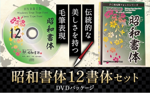 毛筆 書体 フォント DVD 高解像度書体 昭和書体12書体セット 《30日以内に出荷予定(土日祝除く)》 株式会社昭和書体 PC 制作 デザイン デザイナー チラシ パンフレット パッケージ チラシ 年賀状 鹿児島県 さつま町---stm-sws-25-12syo---